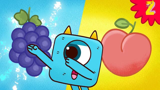 Banana Grapes Peach Fruits Song for kindergarten ! Learn English Words with ZooZooSong Monsters