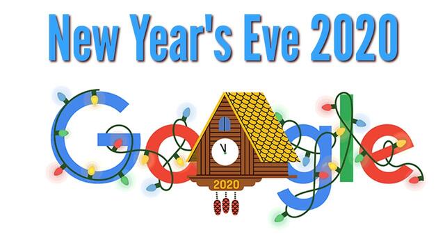 Нова година 2021 с Гугъл - New Year's Eve 2020 Google Doodle Clock Countdown New Year's Eve