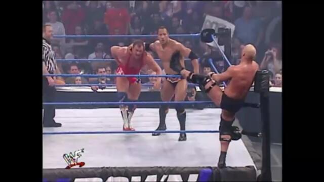 Steve Austin & The Rock vs Chris Jericho & Kurt Angle