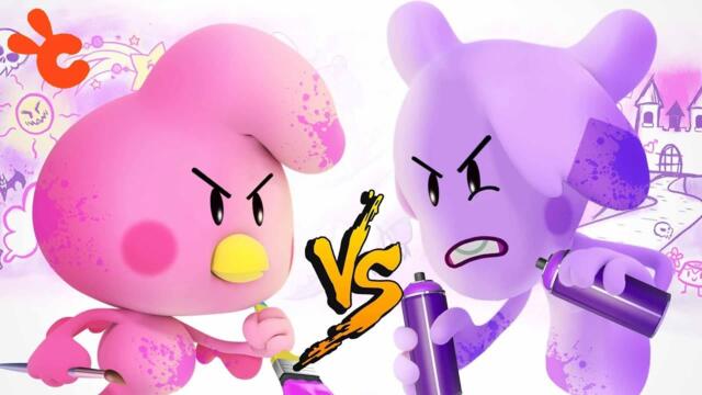 PINK VS PURPLE - The Grafitti Challenge | Learn Colors for kids | Cueio and Friends Cartoons  S02E14