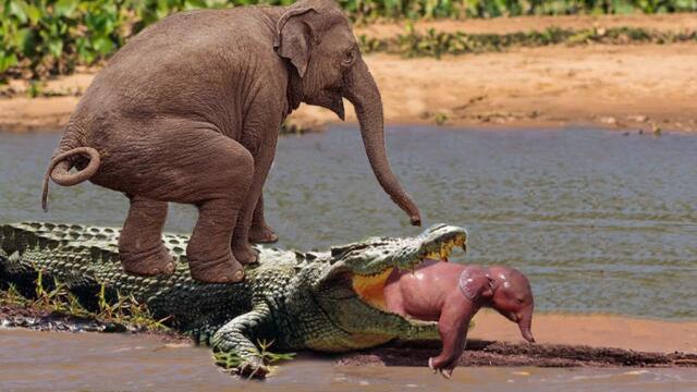 Не е за вярване. Слоновете отмъщават на крокодилите, за да защитят малките си.