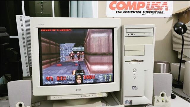 Testing DOOM on a 3Dfx VooDoo card, on real Hardware from 1999