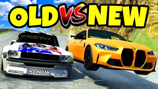 OLD vs NEW Cars Race & Crash Down a Mountain in BeamNG Drive Mods!