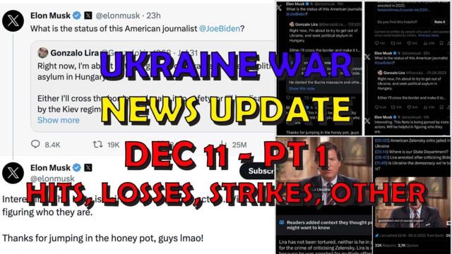 Ukraine War Update NEWS (20231211a): Pt 1 - Overnight & Other News