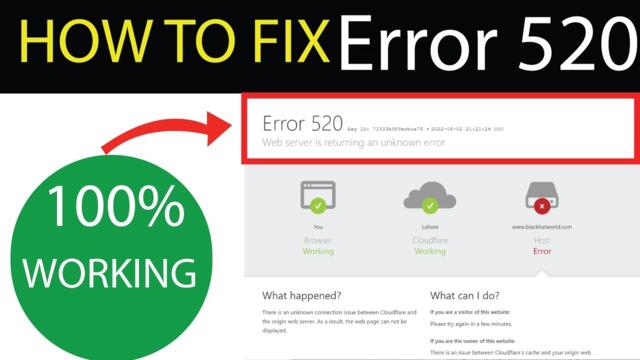 Error 520 | Web server is returning an unknown error | Host Error