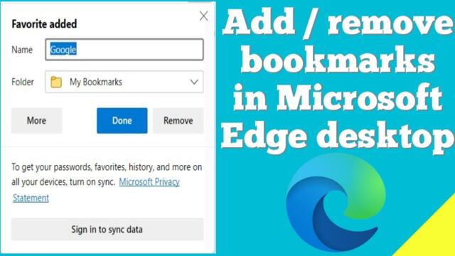 How to add and remove bookmarks in Microsoft edge desktop browser