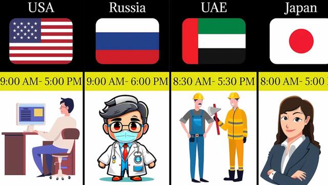Job Timing From Different Countries