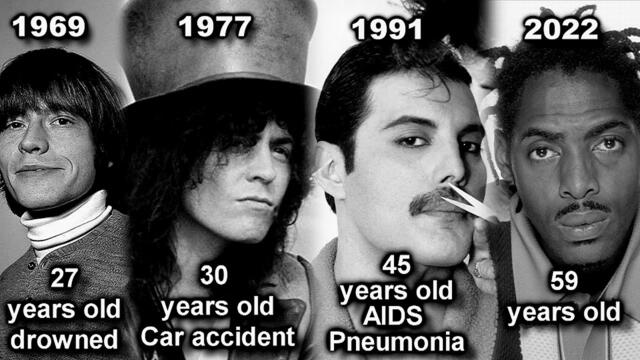 What famous Musicians died because of by date of death from 1970 - 2023