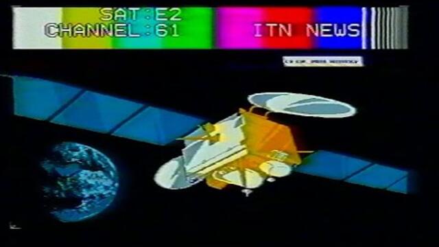 Analogue Satellite TV Zapping bandscan 1993 Europe 3m polarmount dish (Vintage TV clips test cards)