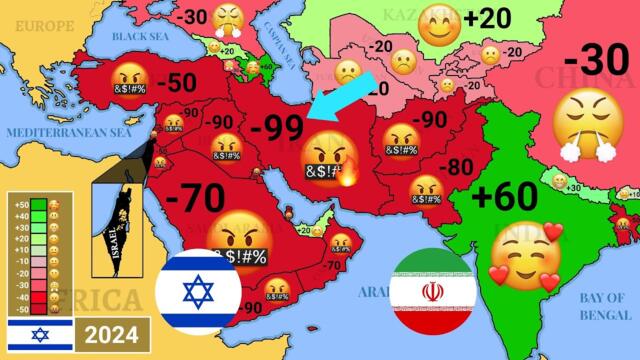 Relations between ISRAEL 🇮🇱 and Other Middle Eastern Countries 1948 - 2024  (Every year)