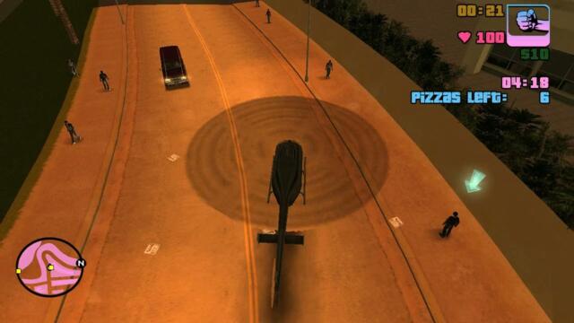 GTA Vice City - Delivering pizza in a HELICOPTER