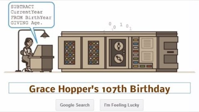 Grace Hopper (Грейс Хоппер) разработва първия компилатор за програмен език - Google я почете днес 9.12.2013