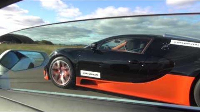 Uncut Lamborghini LP700-4 Aventador vs Bugatti Veyron Vitesse 1200 HP rollrace race 1