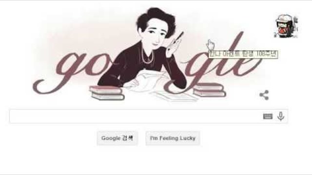 Хана Аренд в Гугъл 2014! Hannah Arendt 108th Anniversay Google Logo doodle