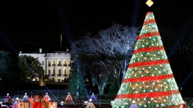 Обама запали светлините на елхата пред Белия дом 05.11.2014