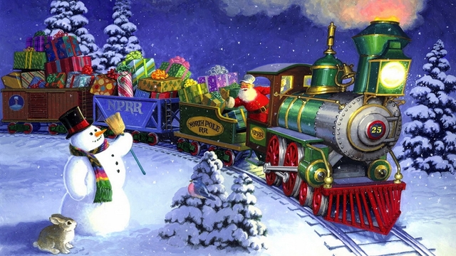 ღ*✿*ღ★Пътуването на дядо Коледа! ... (painting by Tom Newsom)  ...  ...ღ*✿*ღ★