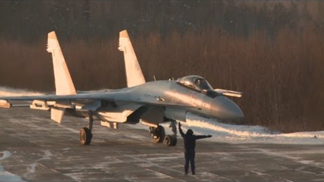 Прибытие в Карелию звена новейших истребителей Су-35