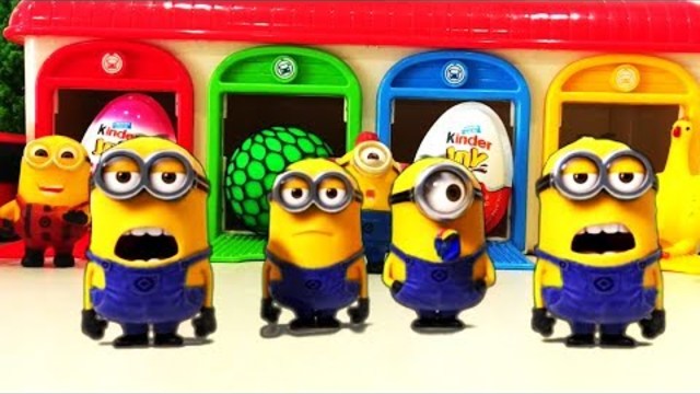 Tayo the Little Bus Garage Surprise Eggs Disney Pixar Cars - Minions Banana Song