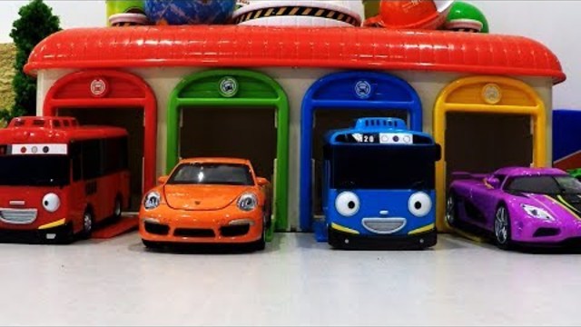Learn Colors The Little Bus Tayo Garage Parking Playset for Children - Cartoons for children