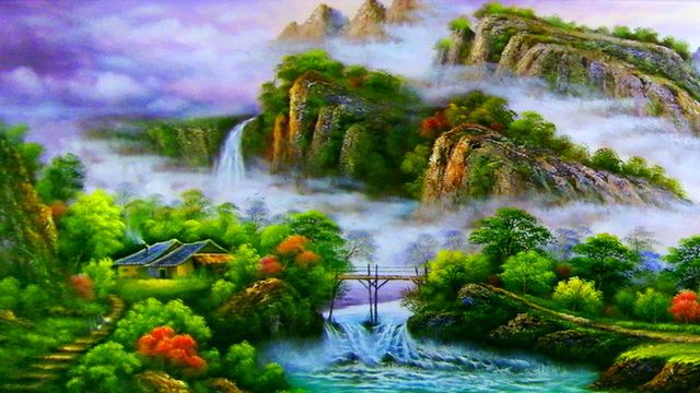 🎨 Красиви водопади! ... (Painting) ... (Hilary Stagg harp) 🎨