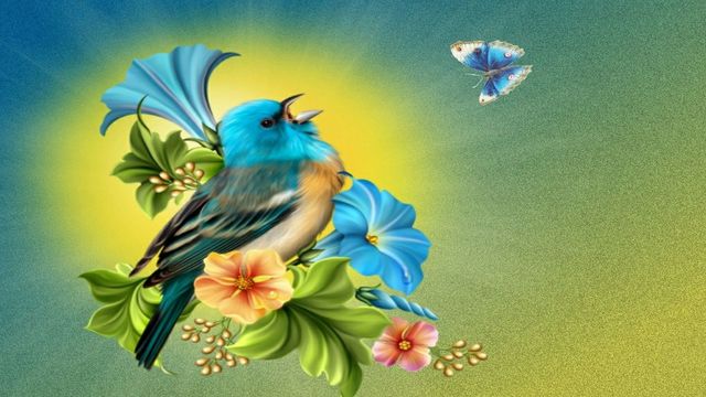 🎨  Птици на цветя ... (painting)  🐦