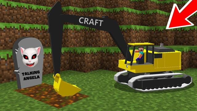 BÉ NOOB ĐÀO NGÔI MỘ CỦA TALKING ANGELA BẰNG MÁY XÚC TRONG MINECRAFT ? 😱