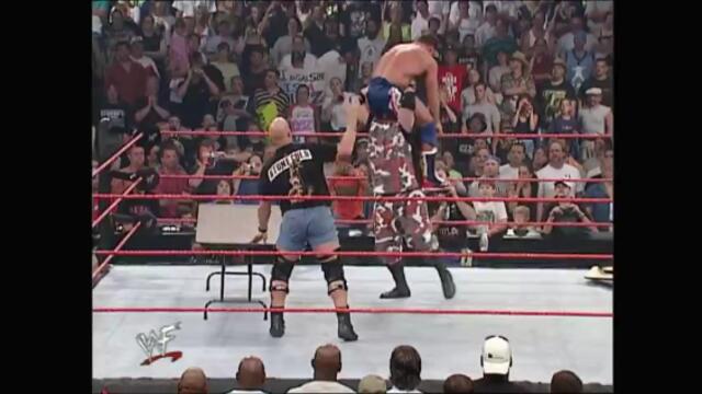Booker T & The Dudley Boyz vs Christian, Edge & Kurt Angle (Tag Team Table Elimination Match)