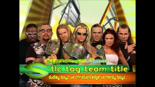 Edge and Christian vs The Dudley Boyz vs Hardy Boyz (TLC for the WWF Tag Team Championship) #1