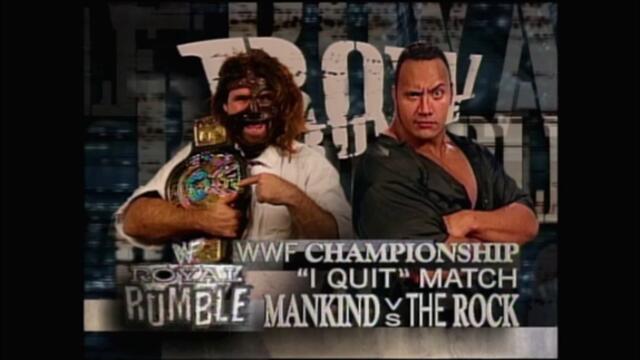 The Rock vs Mankind ("I Quit" match for the WWF Championship)
