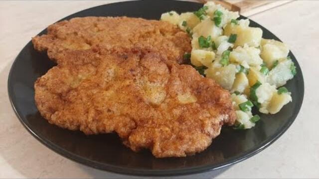 Шницели от кайма с картофена салата