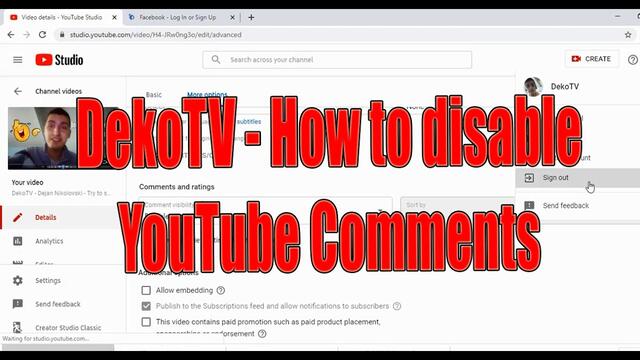 DekoTV - How to disable YouTube comments