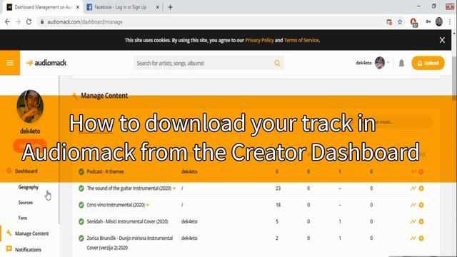 DekoTv  - How to download your track in Audiomack from the Creator Dashboard