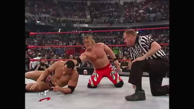 WWF The Rock and Triple H vs Kurt Angle and Chris Jericho Main Event (Raw 21.01.2002)