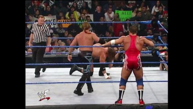 WWF Chris Jericho & Kurt Angle vs Triple H  Main Event (SD 07.02.2002)
