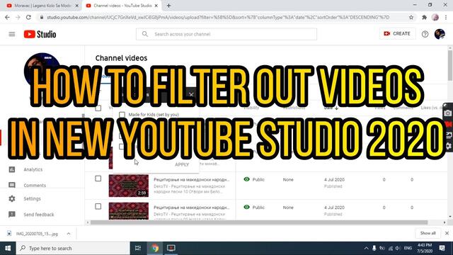 DekoTV   How to filter out videos in new YouTube Studio 2020