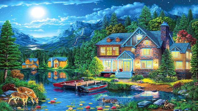 ❀‿❀  Къща на езерото ... (painting)  ❀‿❀