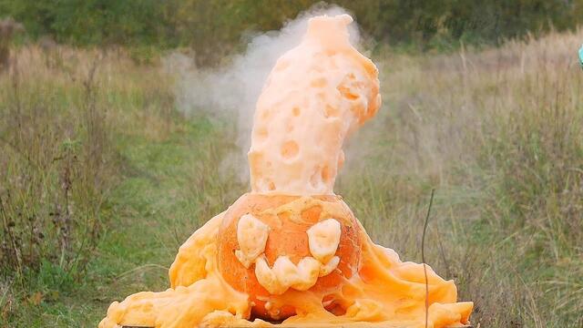 DIY Elephant Toothpaste Inside Halloween Pumpkin