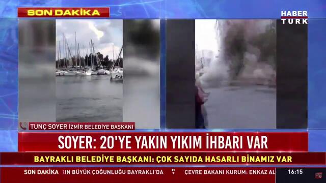 Срутване на цял блок от земетресението в Измир 30.10.2020 İzmir Büyükşehir Belediye Başkanı Tunç
