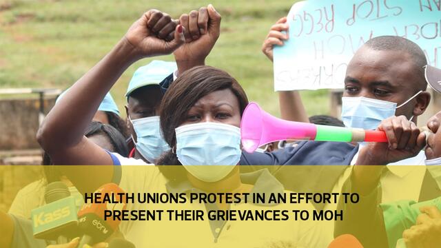 Health Unions Protest in an effort to present grievances to the Ministry of Health