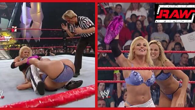 WWE Trish Stratus vs Stacy Keibler (Bra And Panties Paddle On A Pole Match) Raw 07.10.2002