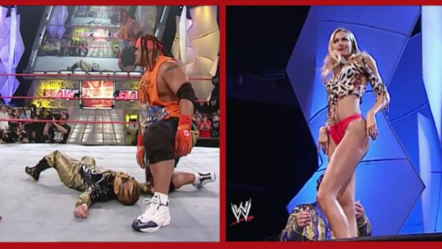 WWE 3-Minute Warning from Minidust and Stacy Keibler Panties dance Raw 12.08.2002