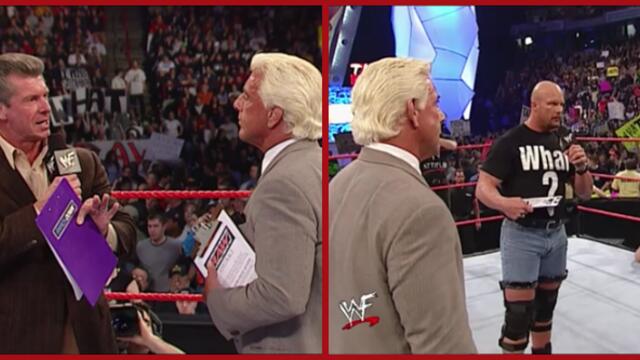 WWF Vince McMahon and Ric Flair, Steve Austin contract Raw 01.04.2002