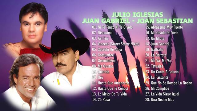 JUAN GABRIEL, JOAN SEBASTIAN Y JULIO IGLESIAS SUS MÁS HERMOSA CANCIONES ROMANTICAS 90S DEL RECUERDO