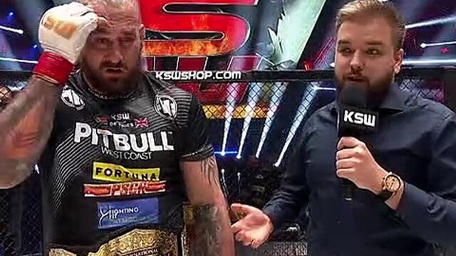 Sunderland fighter Phil De Fries being interviewed in Poland after his KSW title win.