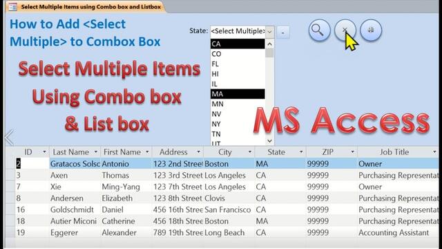 Search Multiple Items Using Combo box and List box