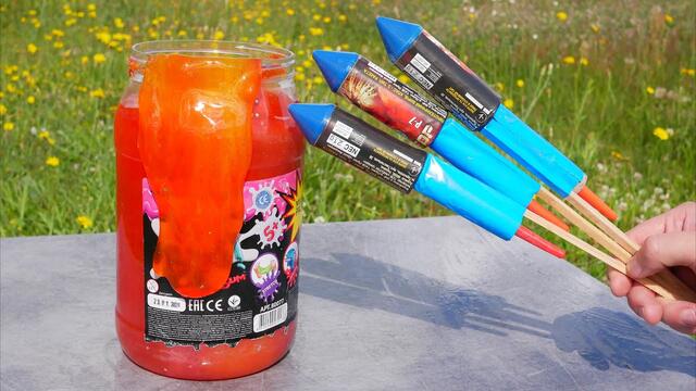 Experiment: XXL Rocket Fireworks vs XXL Slime