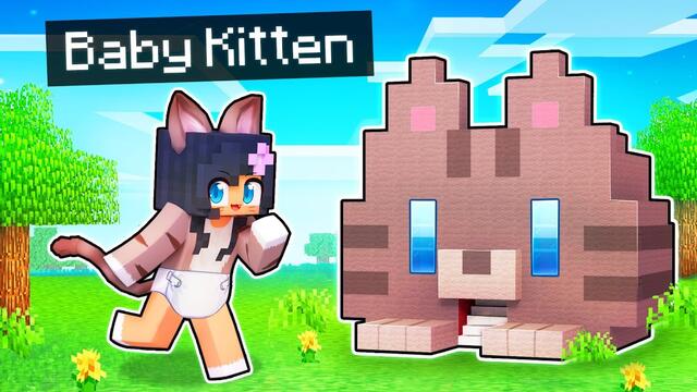 My SECRET Base in a Minecraft BABY KITTEN House!