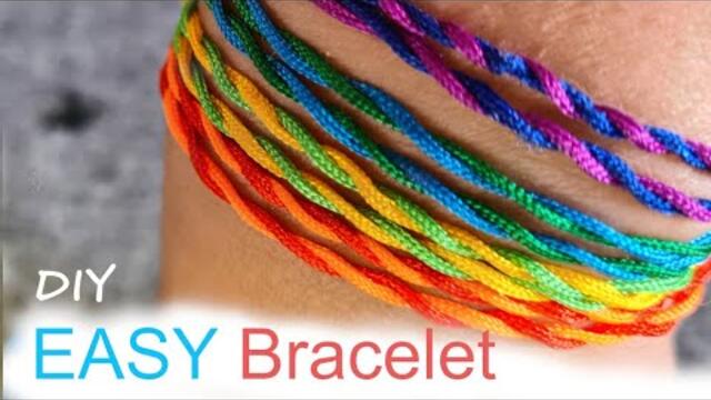 DIY - How to make Rainbow String Bracelet easy - EASY TUTORIAL - Friendship Bracelet 🙋