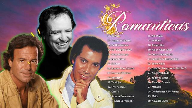 JULIO IGLESIAS, DYANGO Y JOSE VELEZ MIS 30 MEJORES CANCIONES ROMANTICAS INOLVIDABLES 90S