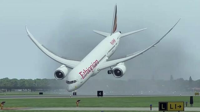The wings almost break when the Ethiopian Boeing 787 tries to land in a storm | As asas quase se quebram quando o Boeing 787 etíope tenta pousar em um